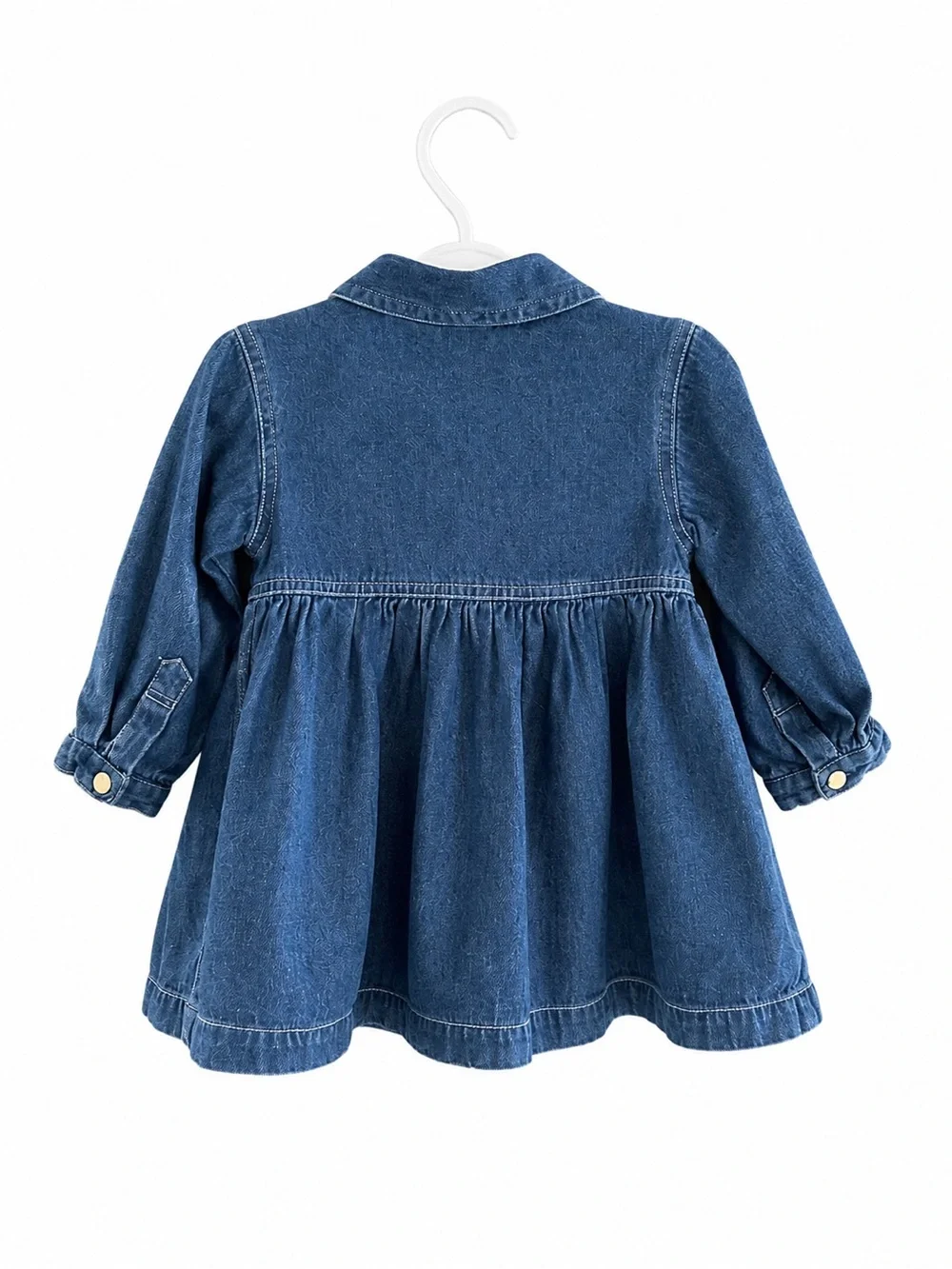 Parisian Bébé Denim Shirt Dress 12M Button Front Long Sleeve EUC